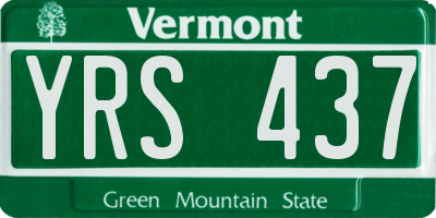 VT license plate YRS437