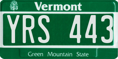 VT license plate YRS443