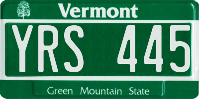 VT license plate YRS445