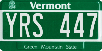 VT license plate YRS447
