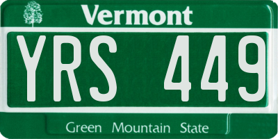 VT license plate YRS449