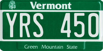 VT license plate YRS450