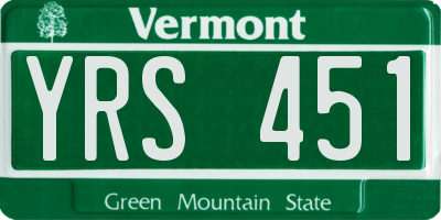 VT license plate YRS451