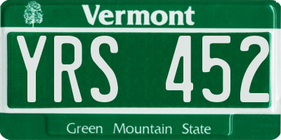 VT license plate YRS452