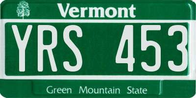 VT license plate YRS453
