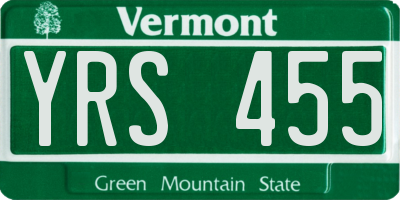 VT license plate YRS455