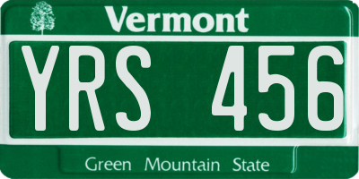 VT license plate YRS456