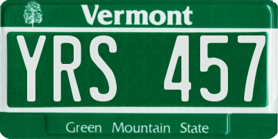 VT license plate YRS457