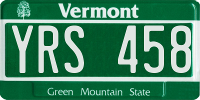 VT license plate YRS458