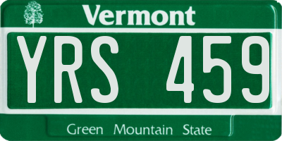 VT license plate YRS459