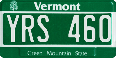 VT license plate YRS460