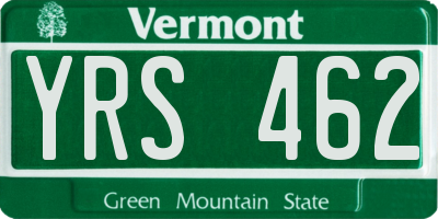VT license plate YRS462