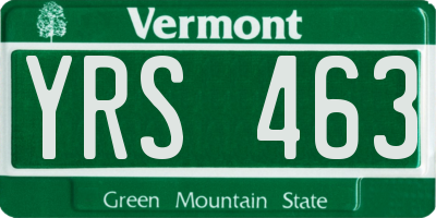 VT license plate YRS463