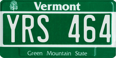 VT license plate YRS464