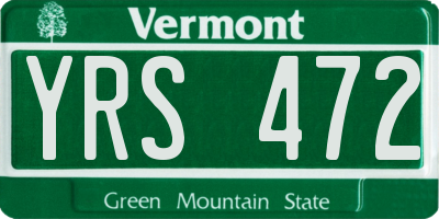VT license plate YRS472
