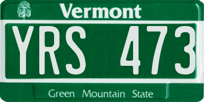 VT license plate YRS473