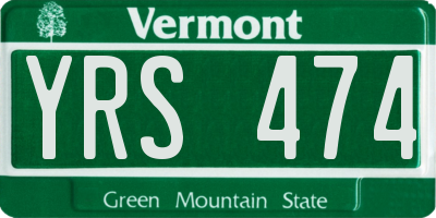 VT license plate YRS474