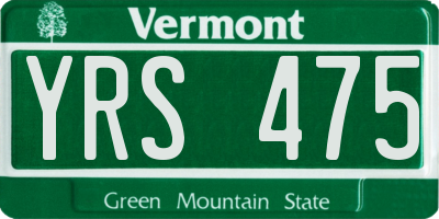 VT license plate YRS475