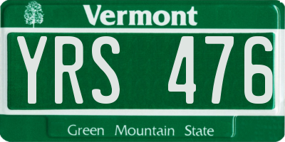 VT license plate YRS476
