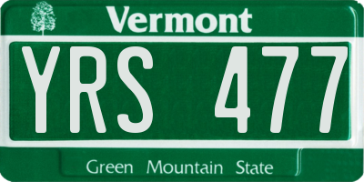 VT license plate YRS477