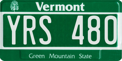 VT license plate YRS480