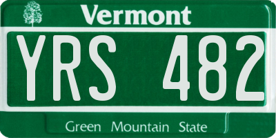 VT license plate YRS482