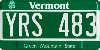 VT license plate YRS483