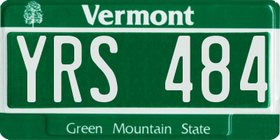 VT license plate YRS484