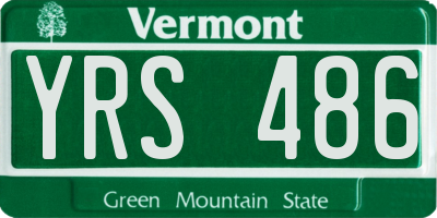 VT license plate YRS486