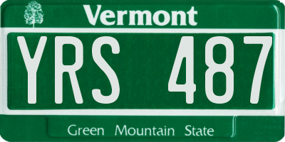 VT license plate YRS487