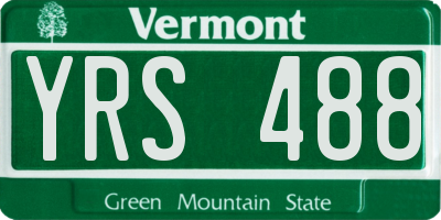 VT license plate YRS488