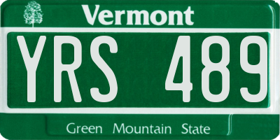 VT license plate YRS489