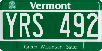 VT license plate YRS492