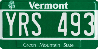 VT license plate YRS493