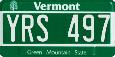 VT license plate YRS497