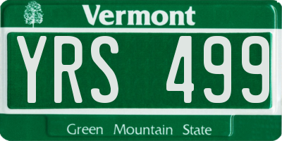 VT license plate YRS499