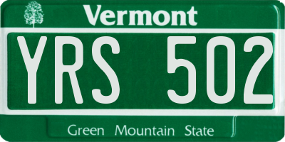 VT license plate YRS502