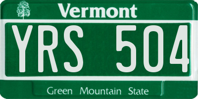 VT license plate YRS504