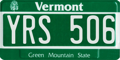 VT license plate YRS506