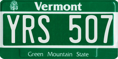 VT license plate YRS507