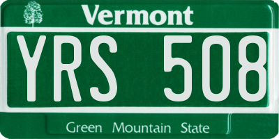 VT license plate YRS508