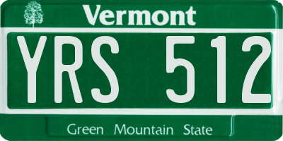 VT license plate YRS512