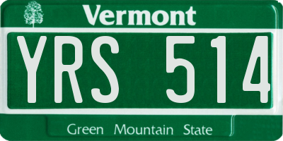 VT license plate YRS514