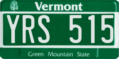 VT license plate YRS515