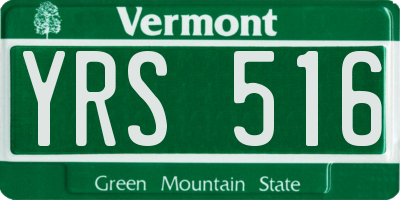 VT license plate YRS516