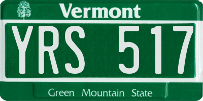 VT license plate YRS517