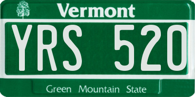 VT license plate YRS520