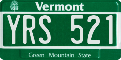 VT license plate YRS521