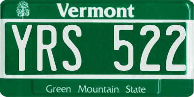 VT license plate YRS522