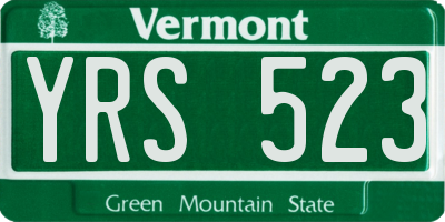 VT license plate YRS523